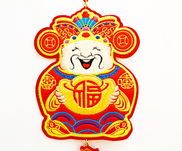 3D Embroidery God of Wealthy hanging ornament
